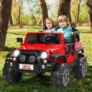 TQ10152US-RE- 12V 2-Seater Ride on Car Truck Toy with Remote Control & Storage Room, Red