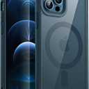 JETech Magnetic Case for iPhone 12/12 Pro 6.1-Inch Compatible with MagSafe, Shockproof Phone Bumper Cover, Solid Color Matte TPU Frame, Anti-Scratch Clear Back (Pacific Blue)