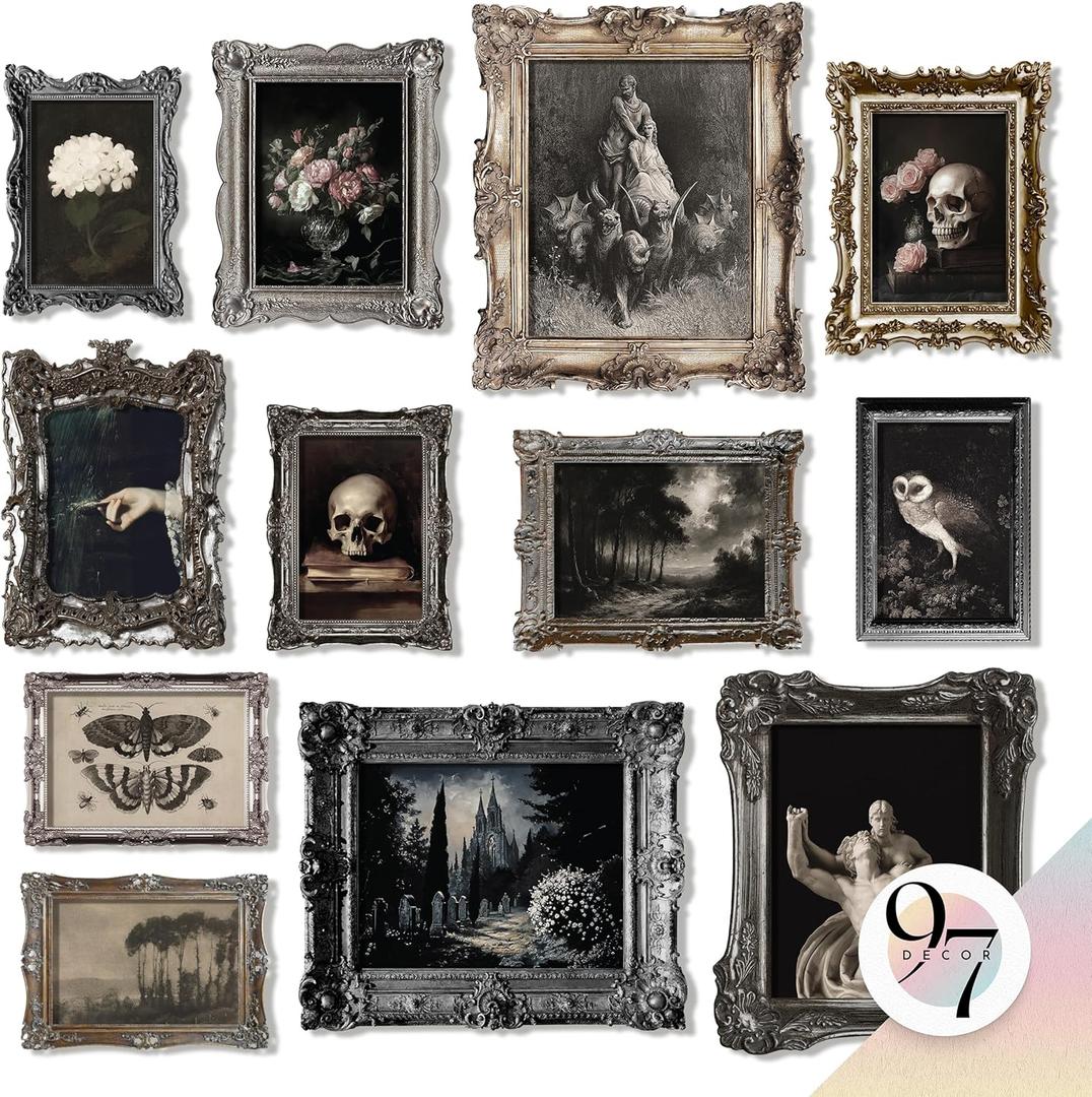 97 Decor Dark Academia Wall Art Prints - Gothic Bedroom Decor, Vintage Goth Posters For Room Aesthetic, Halloween Witchy Prints Moody Goth Room Decor Emo Home Decorations (unframed) (Gx8x10)