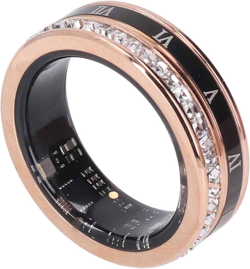 Smart Ring,Water Proof Fitness Ti Steel Roman Numerals Smart Ring Health Tracker,Smart Ring Health Tracker Men (8)