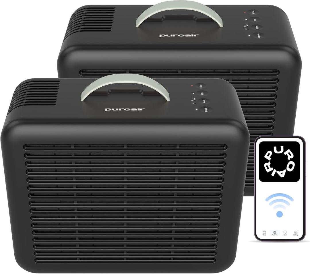 PuroAir Air Purifier 100i Smart HEPA Air Purifiers for Home Pets - Portable Small Air Purifier Filters up to 550 Ft of Pollutants, Smoke, Pollen, Dust - Room Air Purifiers for Bedroom, Office (2PK)