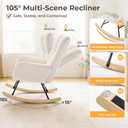 DUMOS Nursery Rocking Chair Teddy Upholstered, Comfy Glider Rocker with High Backrest Armchair Padded Seat, Accent Side Chair for Living Room Bedroom Offices Small Spaces Indoor, Beige