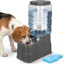Automatic Dog Water Dispenser Gravity Stainless Steel Water Feeder Cat Waterer Feeder with Wide Mouth Bowl for Small Medium Dog Puppy Kitten (Filter &Ice Pack Included) 2.2Gallon Gray