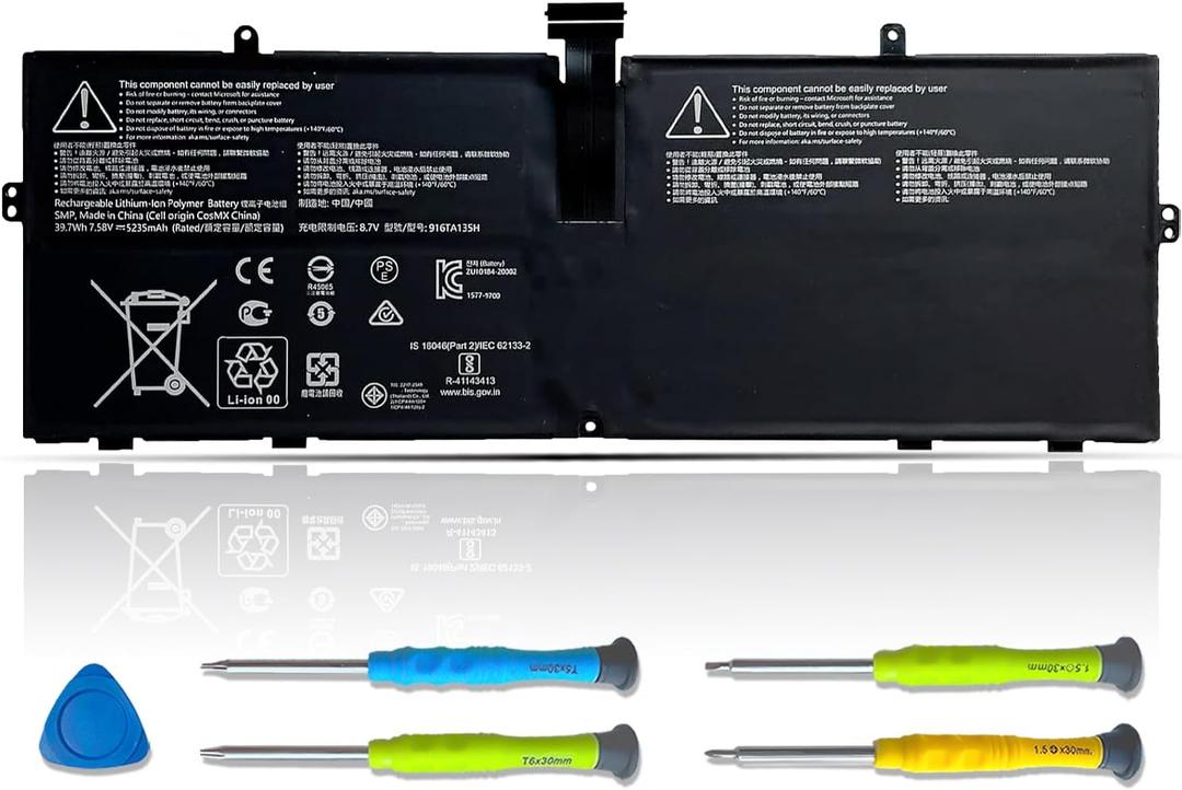ASODI 916TA135H DYNZ02 Laptop Battery Compatible with Microsoft Surface Laptop Go Model 1943 12.4-Inch 39.7Wh/5235mAh 7.58V