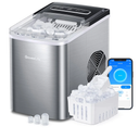 GoveeLife Smart Countertop Ice Makers, Portable Ice Maker Machine with Self-Cleaning, 6 Mins 9 Bullet Ice, 26lbs/24Hrs, Voice Remote for Home Kitchen Party Camping, with Ice Scoop Stainless Silver