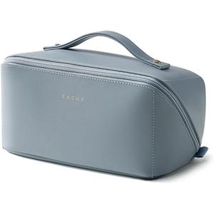 EACHY Travel Makeup Bag,Large Capacity Cosmetic Bags for Women,Waterproof Portable Pouch Open Flat Toiletry Bag Pattern Makeup Bag, aj Blue 