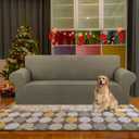 KEKUOU Stretch Sofa Cover Slipcover ，Couch Covers for 3 Cushion Couch Sofa pet Friendly (78"-94") Furniture Protector Sofa with Elastic Bottom for Kids,Dog, Jacquard Small Checked(Large,Khaki)