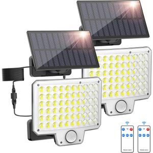 Onforu Solar Lights Outdoor, 240 LED 3000LM Motion Sensor Outdoor Lights with Remote, IP65 Waterproof Solar Flood Light for Outside, Dusk to Dawn Wall Light for Garage, Patio, Yard, 2 Packs