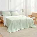 Cozy Bliss Cooling Comforter Twin Size, Cooling Blankets for Hot Sleepers and Night Sweats, Light Mint Green Cream Summer Comforter for Twin Size Bed, Breathable Soft Lightweight Silk Smooth