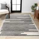 JONATHAN Y Khalil Modern Berber Stripe Cream/Black Indoor Area Rug, 3x5, Contemporary, Bohemian, Easy-Cleaning for Living Room, Bedroom, Kitchen, Pet Friendly, Non-Shedding (MOH207A-3)