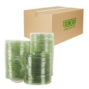 ECO PRODUCTS Compostable Plastic Cup Flat Lids, Case of 1000, Perforated Straw Hole, Fits 9-24oz Cups, GreenStripe Veridian Clear Green, Made From PLA Renewable Plant Based Plastic