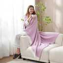 Snuggle Sac Lilac Throw Blanket for Couch, Super Soft Warm Blankets Cozy Knit Fuzzy Lightweight Throws for Sofa, Bed, Living Room, Heather Lilac, 50x70 inches
