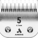 Andis Carbon Infused Steel UltraEdge Dog Clipper Blade, Size-5 Skip Tooth, 1/4-Inch Cut Length (72640),Chrome