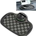 Multifunction Car Anti-Slip Mat, 360 Rotatable Phone Holder Dashboard Pad with Temporary Parking Number, Universal Anti-Slip Car Dashboard Mat for Phones Keys Sunglasses Gadgets (Black)