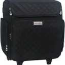 Everything Mary Rolling Scrapbook Tote – Black Quilted Craft Bag with Wheels – Storage Organizer for Scrapbooking, Papercraft, Art Supplies & Portable Craft Tools, Large