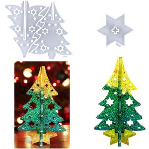 DIYBravo Christmas Resin Mold 3D Christmas Tree Silicone Resin Mold Splicing Christmas Tree UV Epoxy Resin Art Casting Mold for Christmas Ornament Decoration Craft