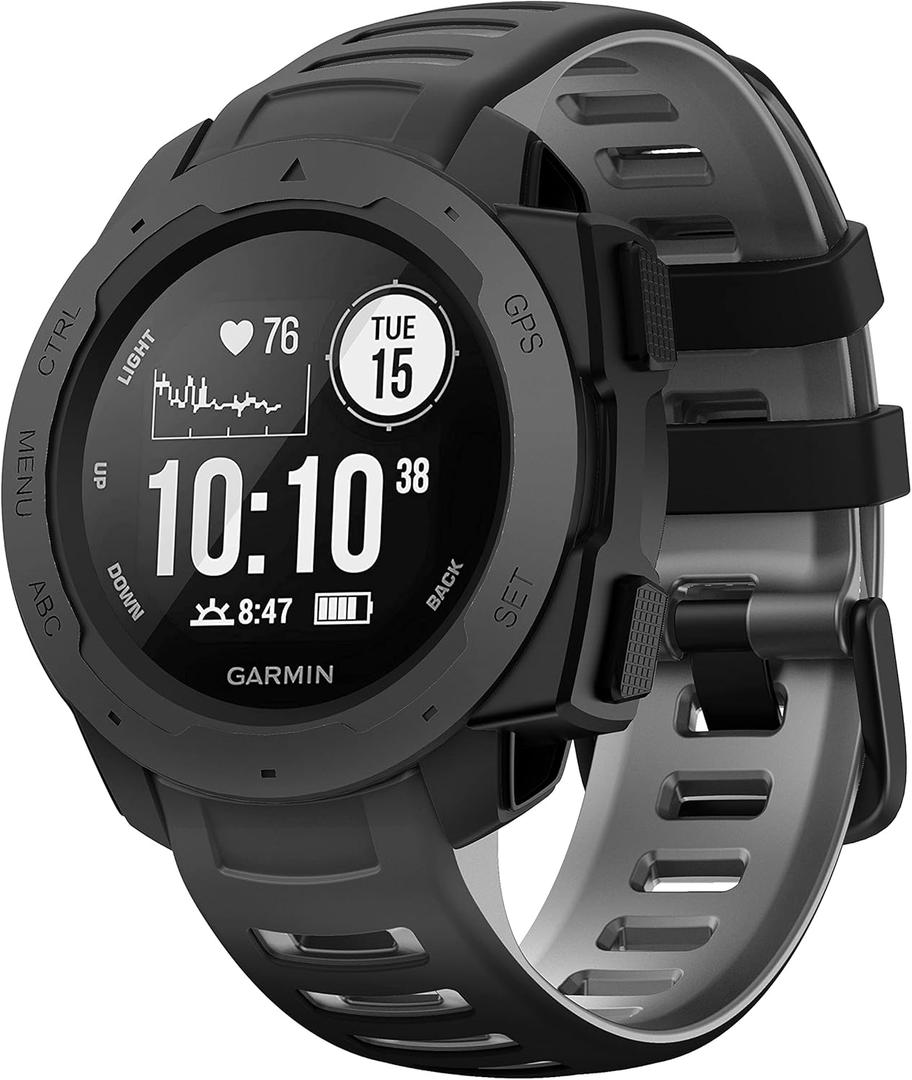 NotoCity for Garmin Instinct Band Silicone Replacement Watch Band Compatible with Garmin Instinct 2/ Solar/Tactical(black-gray)
