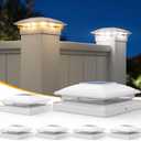 APONUO 6 Pack Solar Post Cap Lights, 2 Modes(Warm/Cool Light) Outdoor Waterproof Fence Post Solar Lights, Solar Powered Garden, Patio, Deck Decor for 4x4, 5x5, 5.5x5.5 Wood & Vinyl Posts, White