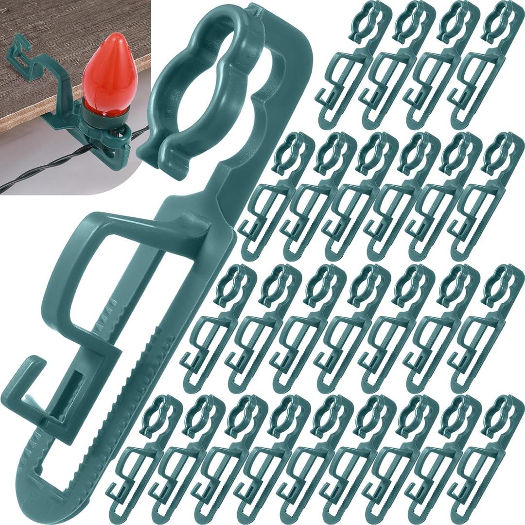 Yulejo Christmas Light Clips Gutter Hooks for Gutters and Shingles Christmas Holiday Outdoor Light Hooks Gutter Light Clips Work with C6 C7 C9 LED Mini Icicle Lights(Green, 120 Pcs)