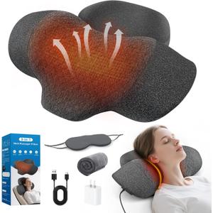 3-in-1 Neck Massager Pillow - Pillow Massage Neck Hump with Heat,Vibration,Air Traction,Cervical Massager for Pain Relief Hump Corrector (Dark Gray)