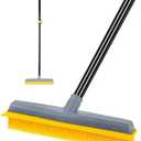 Pet Hair Broom Rubber Broom 59" Long Handle with Build-in Squeegee for Sweeping Hardwood Floor Tile