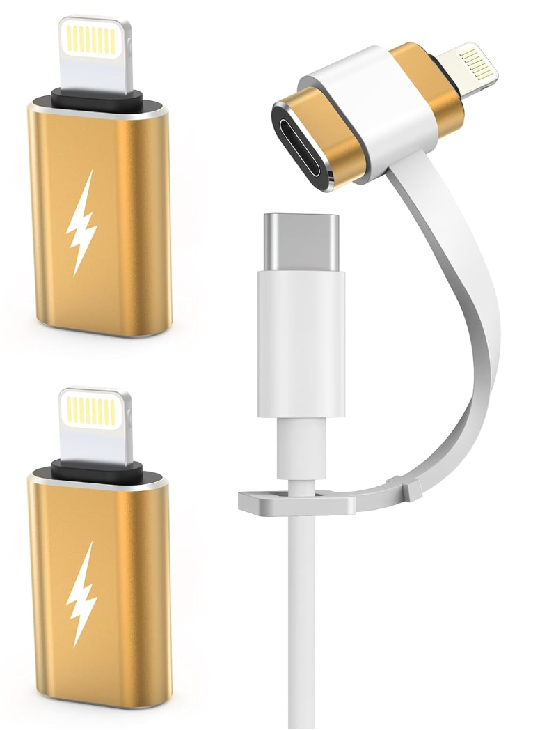 TechMatte USB C Type C to Lightning Adapter [2 Pack] 12W Charging Compatible for iPhone 14 & Previous Models iPad iPod AirPods, Not for Headphones/OTG Android Anti-Lost Holder, Light Yellow
