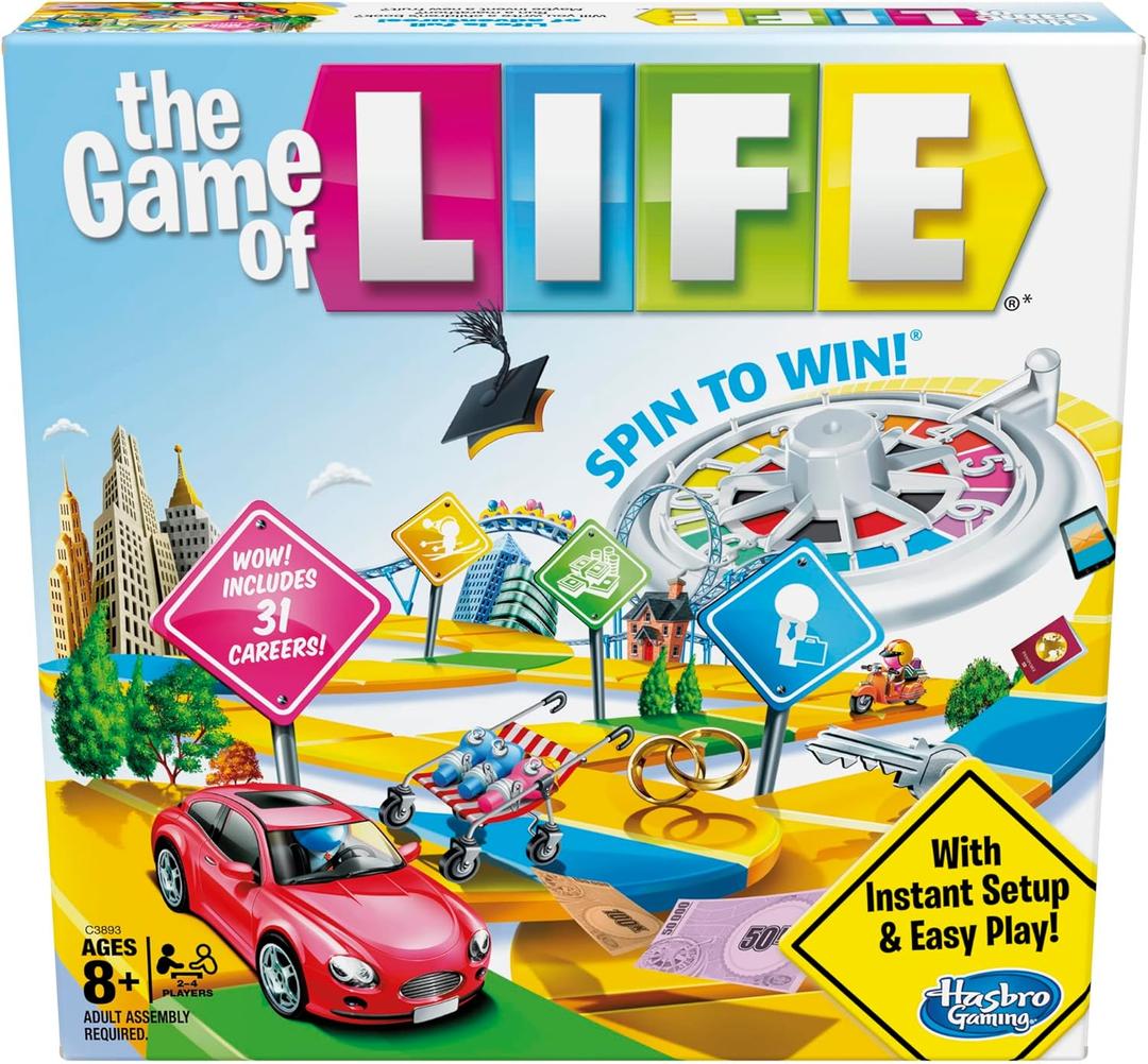 Hasbro Gaming The Game of Life Board Game, Family Games for Kids Ages 8+, Includes 31 Careers, Family Board Games for 2-4 Players