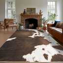 Cowhide Rug Area Rugs for Living Room, 6x9 Cow Print Rug Machine Washable for Bedroom Dining Room Western Home Decor Non-Slip Low Pile Indoor Floor Carpet