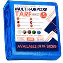 Large Waterproof Tarp - Heavy Duty 10 Mil Thick Poly Tarpaulin Ideal for Canopy Tents, Boats, RV or Pool Covers - Multipurpose Protective Tarps with Grommets for Indoor, Outdoor Use | 10' x 12' 2 Pack