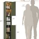 HAIOOU 67" Tall Bathroom Storage Cabinet with Light,11.8"W Narrow Bathroom Cabinet with Adjustable Glass Shelves,Slim Freestanding Cabinet for Small Spaces,Skinny Cabinet for Kitchen,Living Room Green, 11.8"W*11.8"D*66.9"H