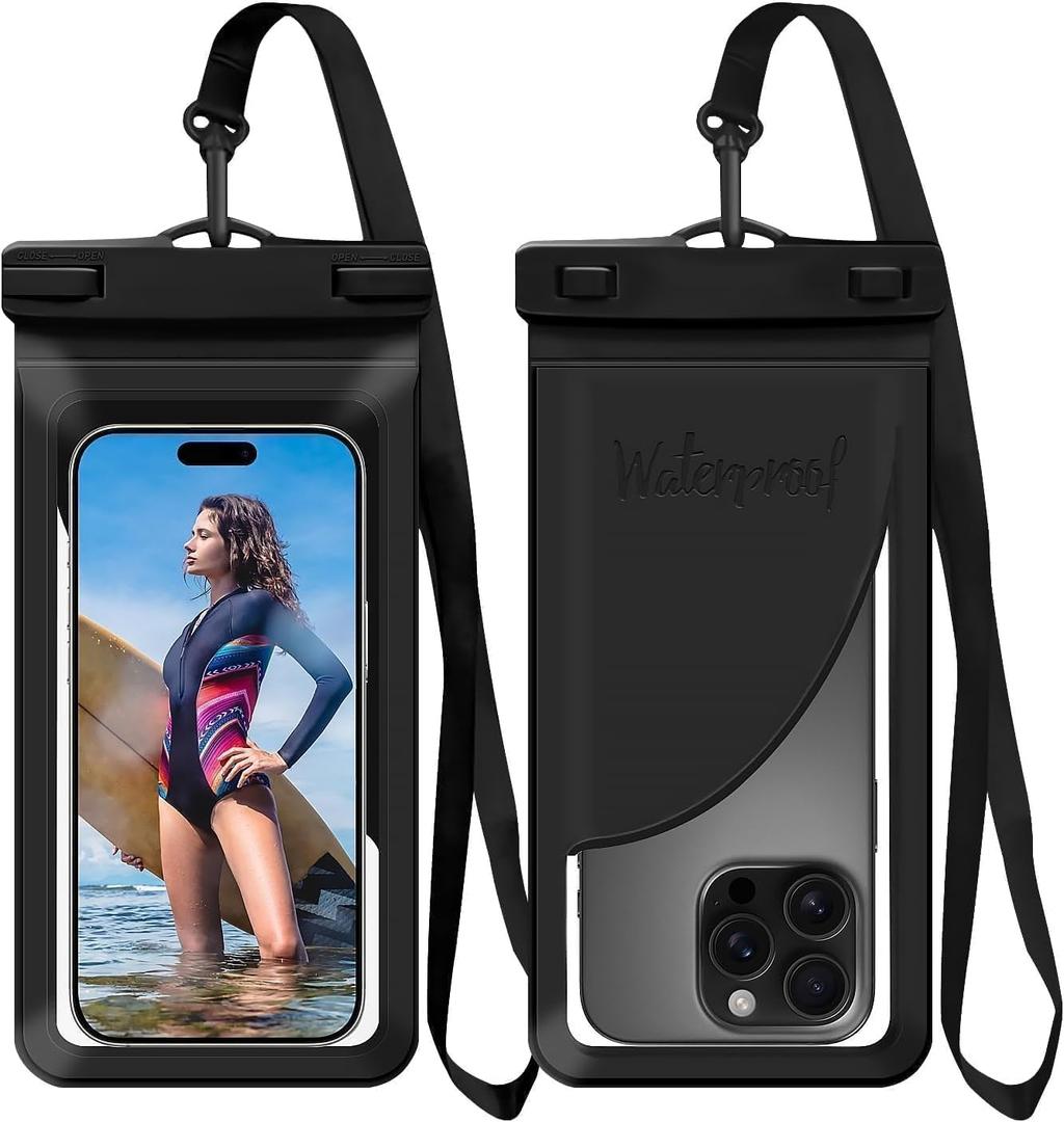 Waterproof Phone Pouch, with Interior Card Pocket, Large Waterproof Phone Case for iPhone 17 16 15 14 Pro Max, IPX8 Lightweight Cellphone Dry Bag, Beach Cruise Ship Essentials, Pack of 1 -Black-8.3 Waterproof Phone Pouch, with Interior Card Pocket, Large Waterproof Phone Case for iPhone 17 16 15 14 Pro Max, IPX8 Lightweight Cellphone Dry Bag, Beach Cruise Ship Essentials, Pack of 1 -Black-8.3