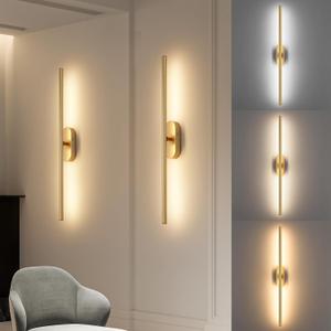 Battery Operated Wall Sconces Set of Two,Wireless Sconces Set of 2 with Touch/Remote,Gold Rechargeable Wall Sconce with Adjustable Color Temperatures,Wall Lamps for Living Room,Bedroom