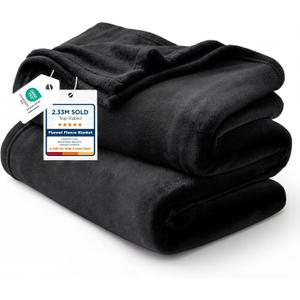 Bedsure GentleSoft Fleece Throw XL Blanket Black - 300GSM Soft Lightweight Plush Cozy Blankets for Bed, Sofa, Couch, Travel, Camping, 50x70 inches