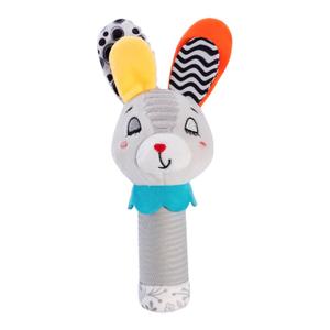 Grey Bunny Rattle for Babies 0-12 Months | Newborn Infant Sensory Toys 0-3 Months | Soft Plush Handheld Grasp Toy for Brain & Motor Skill Development