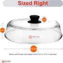 Mikro Innovations 10.5-Inch Glass Microwave Splatter Cover Borosilicate Glass Food Plate Splatter Guard with Vent Hole, BPA-Free, Easy-Grip Silicone Knob, Dishwasher Safe (1, Black, 10.5in)