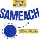 Chag Pesach Sameach Banner, Happy Passover Decorations, Egypt Festival Holiday Party Decoration Supplies, Jewish Pesach Festival Matzo Banner Blue & Silver Glitter
