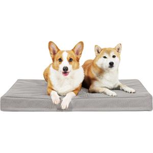 Outdoor Indestructible Dog Bed - Orthopedic Memory Foam Dog Bed with Waterproof & Non-Slip Bottom, Chew Proof Crate Bed for Medium & Large Dogs, 36"27"3.5" Grey