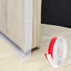 T Shape Door Seal Strip for Door & Windows GapsDraft Stopper Bottom Sweep Weather Stripping for Energy Saving, Noise Reduction,Easy Install (Transparent, 1.38" W x 19.7Ft)