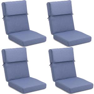 Outdoor High Back Chair Cushion Seat Pads, 44 x 21 Inch Water-Repellent & Fade-Resistant Patio Furniture Cushions, Oxford waterproof fabric Slipcover, Sponge Foam Filling, Set of 4,Dark blue, 4)