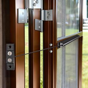 RV Screen Door Closer with Adjustable Tension, Aluminum RV Door Closer Kit, Built-in Spring Automatic Closing Device, Works with Most Camper Travel Trailer Window