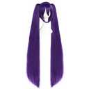 ANOGOL Hair Cap+ 48inch/120cm Long Purple Wig with Double Ponytails Dark Purple Lolita Wigs with Bangs Pigtail Wigs for Anime Cosplay Long Straight Synthetic Hair Halloween Costume Themed Party