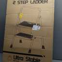 GOLYTON Folding 2-Step Ladder with Anti-Slip Platform and Handrail, Heavy Duty Steel, 500 lbs Capacity, Compact Portable Step Stool for Home, Kitchen & Office Use, Grey
