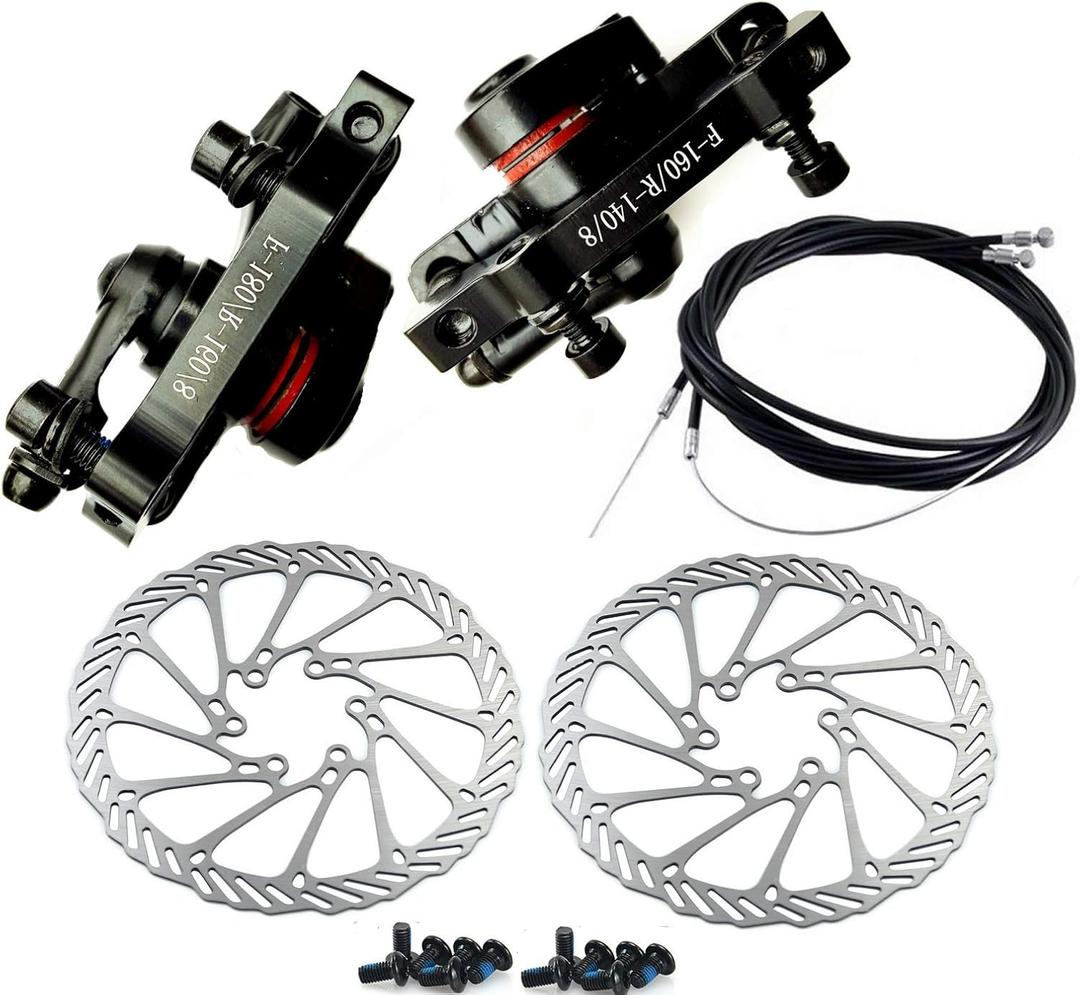 BlueSunshine MTB BB8 Mechanical Disc Brake Front and Rear 160mm Whit Bolts and Cable