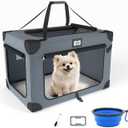 24 Inch Portable Collapsible Dog Crate, Foldable Soft Dog Kennel with Soft Warm Blanket and Foldable Bowl for Large Cats & Small Dogs, Indoor & Outdoor Travel