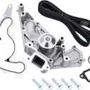 Timing Belt Kit with Water Pump Compatible with 2002-2010 Toyota Tundra Sequoia Land Cruiser 4Runner Lexus SC430 GX470 LX470 LS430 GS430 4.3L 4.7L V8 Engine Replaces # TKT021 TCKWP298