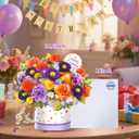 2 x Birthday Cards, Happy Birthday Cards with Music & Lights, Daisy and Yellow Rose, 10 Inch Life Sized Forever Flower Bouquet Greeting Card Gifts for Wife Women Mom Grandma Sister