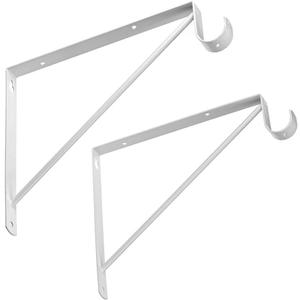 2 Pcs Shelf and Rod Brackets, Wall Mounted Shelf Supports White,SRB300