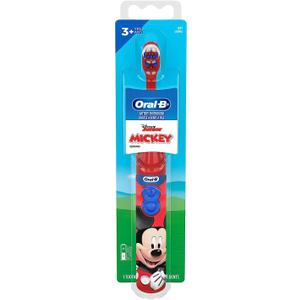 Oral-B Kid's Battery Toothbrush Featuring Disney's Mickey Mouse, Soft Bristles, for Kids 3+ (1 Count (Pack of 1), Red)