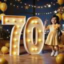 Marquee Numbers 3 Feet Tall Large Light Up Numbers 70th Birthday Decorations Women Men Big Yellow Light Outdoor Anniversary Decorations Balloon Arch Kit Party Backdrop 70