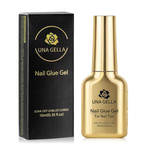 UNA GELLA 6 in 1 Gel Nail Glue for Nails Tips 10ml Long Lasting U V Nail Glue Super Strong Brush On Glue for Base Blooming Gel for Clear False Nail Tips and Press on Acrylic Nails Need Light Cured